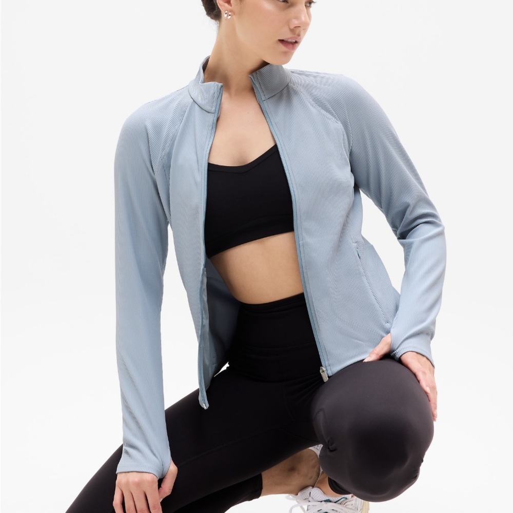 Athleta Salutation Ribbed Jacket 2.0-Blue Star-Size: XL NWT yoga travel active